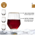 Gold Rimmed Stemless Wine Glasses Set of 4